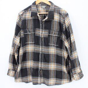 Natural Reflections Flannel Shirt Women Multicolor Plaid Button Down Collared 1X